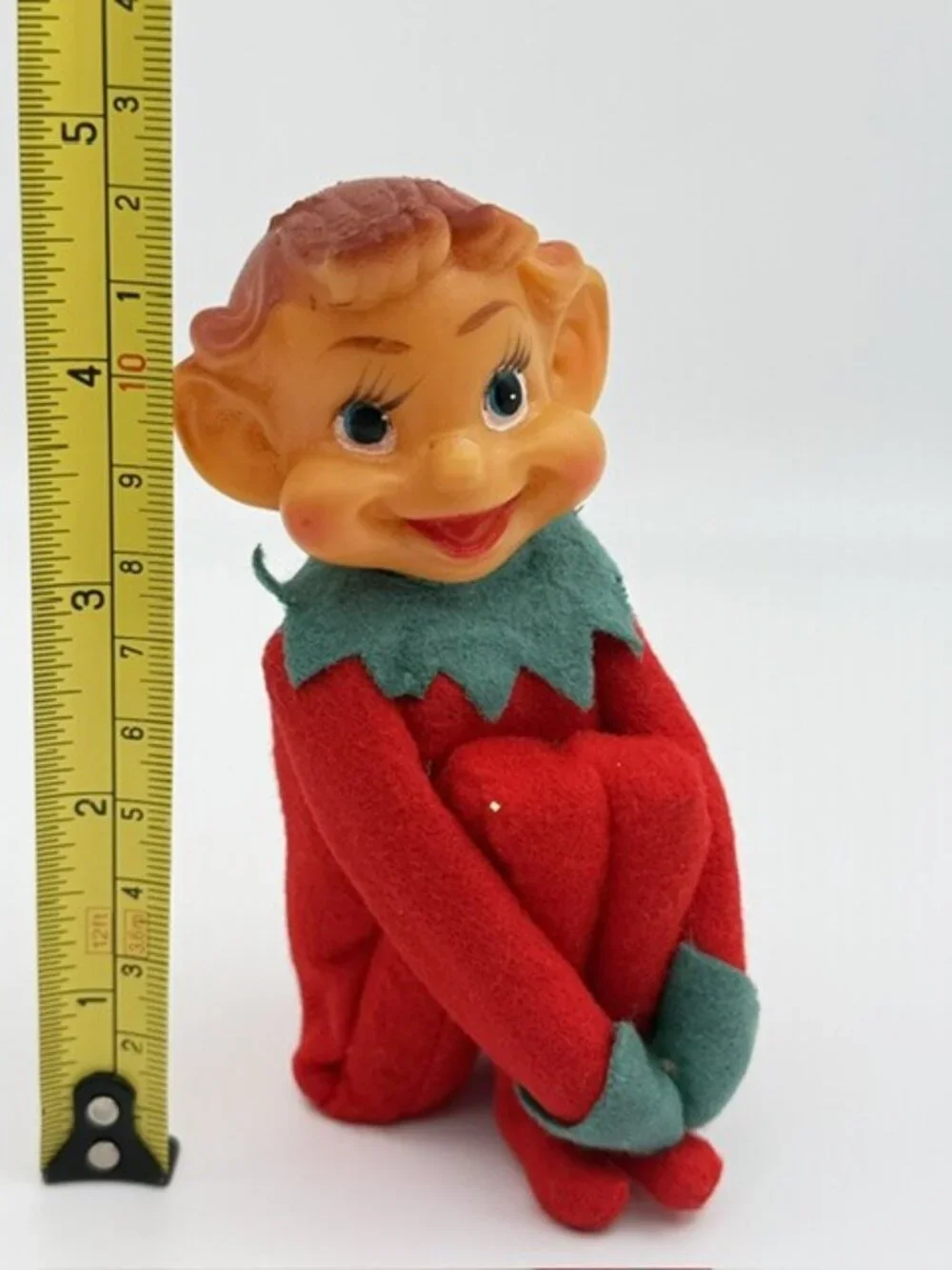 Vintage Pixie Elf Knee Hugger Shelf Sitter Christmas Figure Ornament 4.75